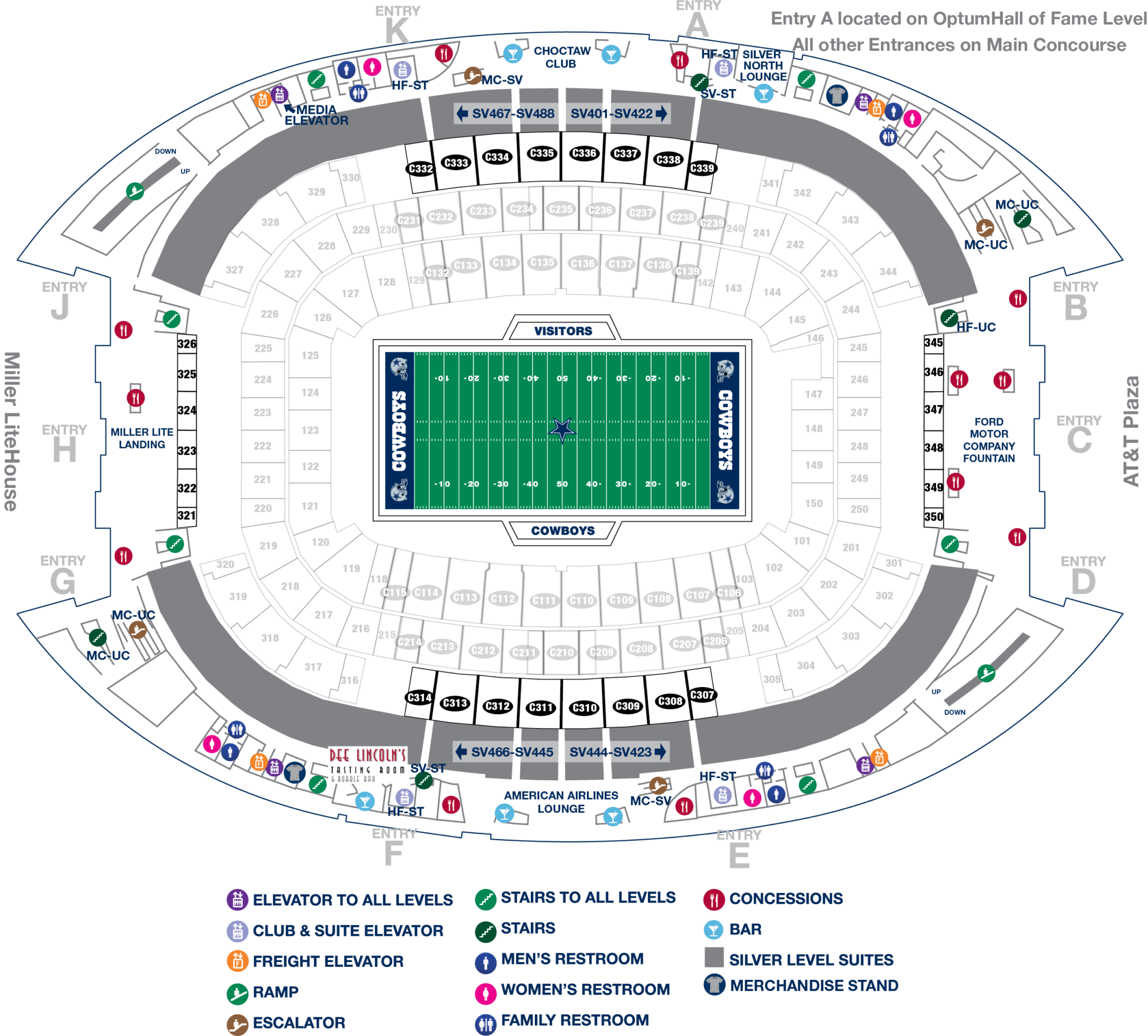 att_stadium_silver_level_map | AT&T Stadium