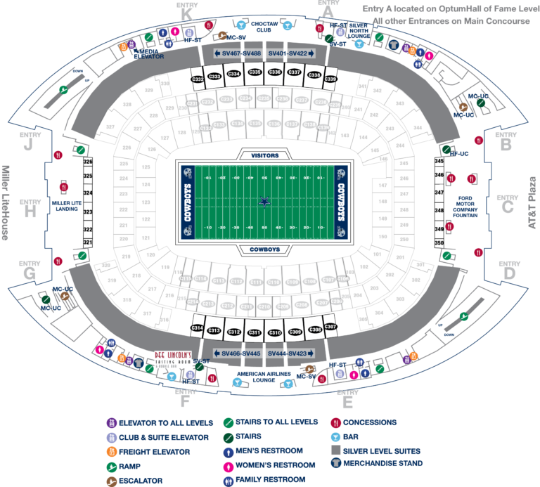 att_stadium_silver_level_map | AT&T Stadium