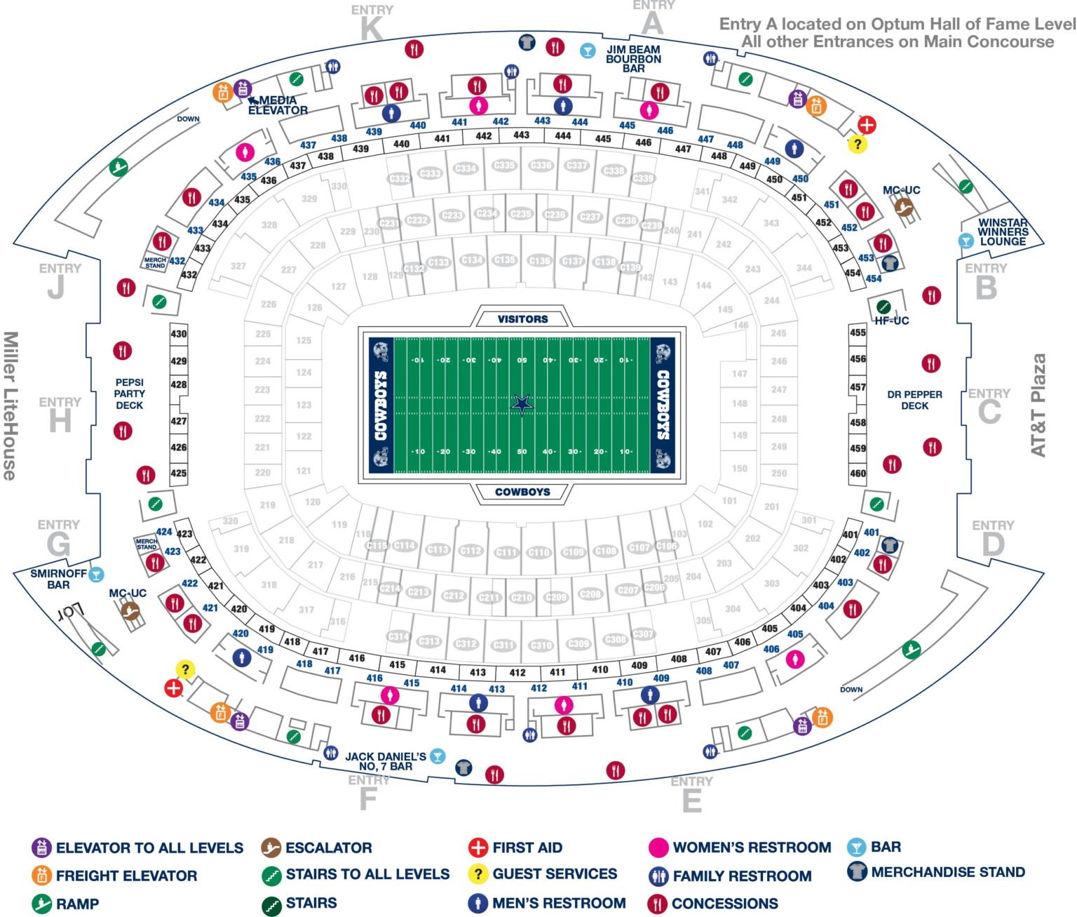 Att Stadium Upper Concourse Map 